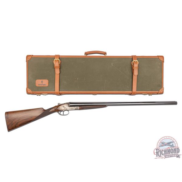 STUNNING Browning Belgium BSL Anson 12 GA SxS Shotgun Engraved & Signed Brunno Barra with Case