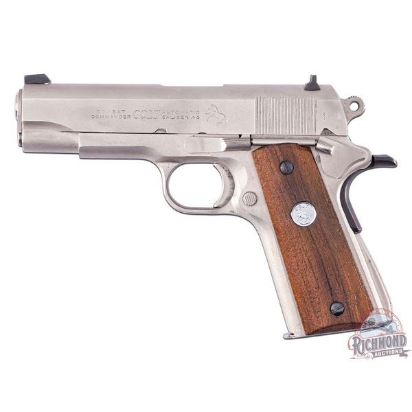 Nice 1974 Colt Combat Commander 45 ACP Satin Nickel Semi-Auto Pistol