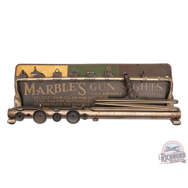 Marble's Gun Sights Complete Sales Store Display with Articulating Arm for Demonstration