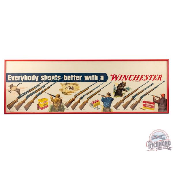 NOS 1950's 6' "Everybody Shoots Better With A Winchester" Folding Store Display Sign