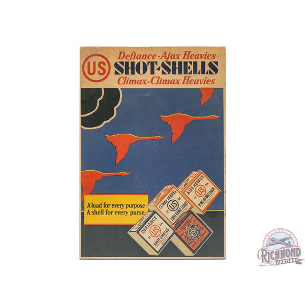 US Cartridge Co Defiance-Ajax Heavies Climax Shot Shells Cardboard Easel Back Sign