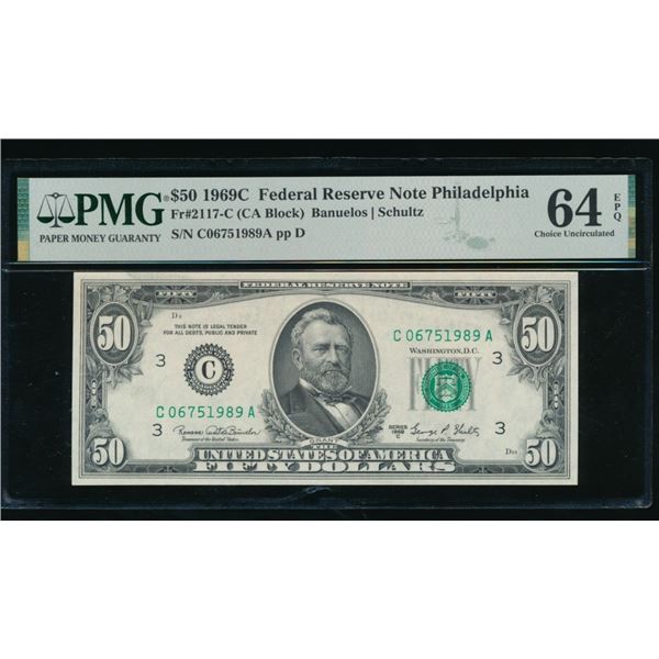 1969C $50 Philadelphia FRN PMG 64EPQ