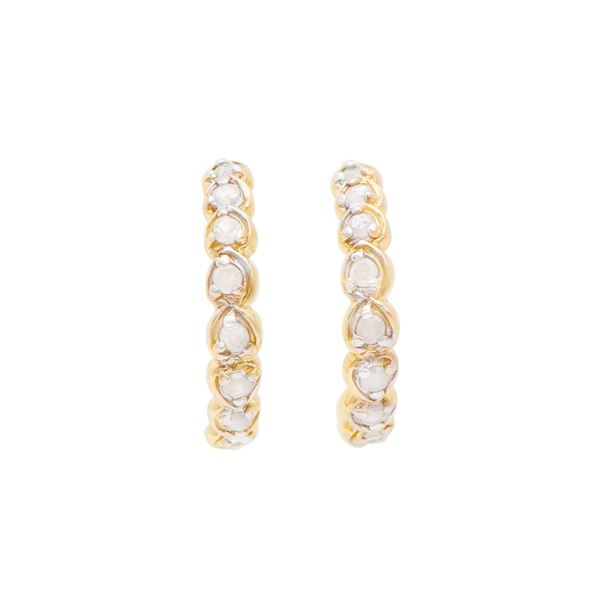 Plated 18KT Yellow Gold and Sterling Silver 0.51ctw Diamond Earrings