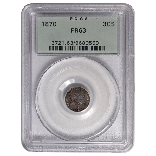 1870 Three Cent Coin PCGS PR63