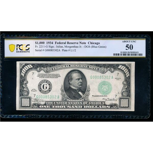 1934 $1000 Chicago FRN PCGS 50