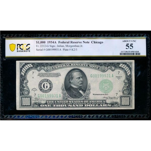 1934A $1000 Chicago FRN PCGS 55