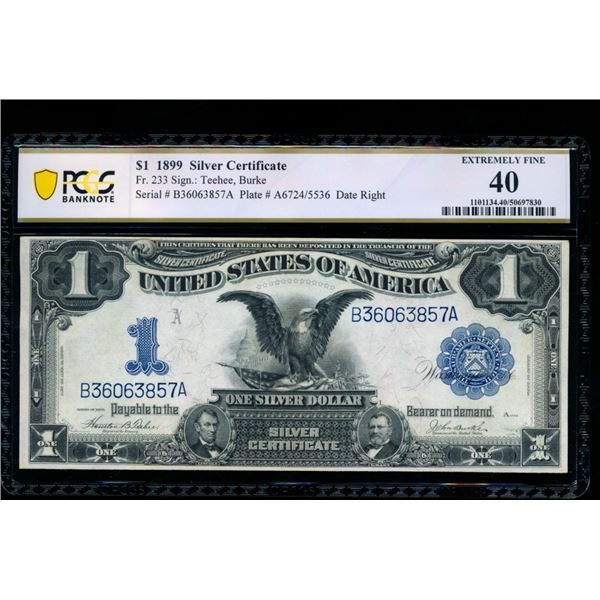 1899 $1 Black Eagle Silver Certificate PCGS 40