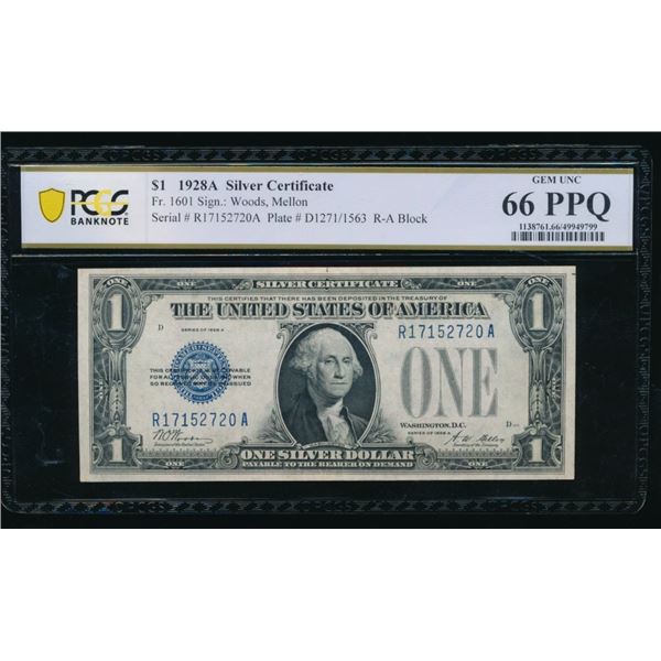 1928A $1 Silver Certificate PCGS 66PPQ