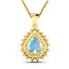 Image 3 : 14KT Yellow Gold 2.3ctw Aquamarine and Diamond Pendant