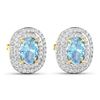 Image 3 : 14KT Yellow Gold 1.02ctw Aquamarine and Diamond Earrings