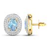 Image 4 : 14KT Yellow Gold 1.02ctw Aquamarine and Diamond Earrings