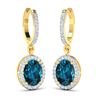 Image 2 : 14KT Yellow Gold 2.2ctw London Blue Topaz and Diamond Earrings
