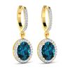 Image 3 : 14KT Yellow Gold 2.2ctw London Blue Topaz and Diamond Earrings