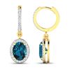 Image 4 : 14KT Yellow Gold 2.2ctw London Blue Topaz and Diamond Earrings