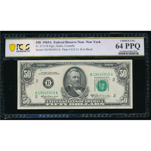 1969A $50 New York FRN PCGS 64PPQ