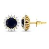 Image 4 : 14KT Yellow Gold 2.2ctw Blue Sapphire and Diamond Earrings