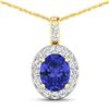 Image 1 : 14KT Yellow Gold 2.5ctw Tanzanite and Diamond Pendant