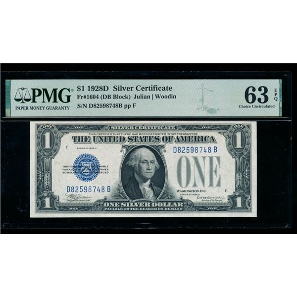 1928D $1 Silver Certificate PMG 63EPQ