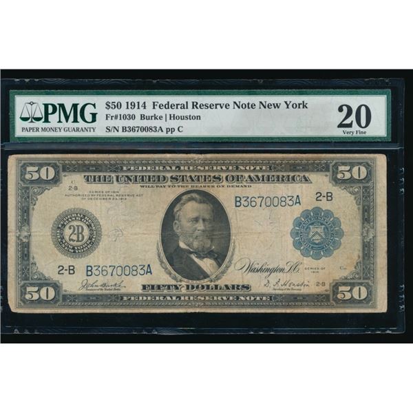 1914 $50 New York FRN PMG 20