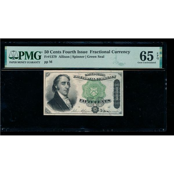 50 Cent Fourth Issue Fractional PMG 65EPQ