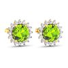 Image 3 : 14KT Yellow Gold 1.72ctw Peridot Topaz and Diamond Earrings