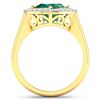 Image 4 : 14KT Yellow Gold 2.07ctw Zambian Emerald and Diamond Ring