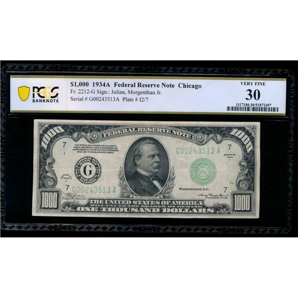 1934A $1000 Chicago FRN PCGS 30