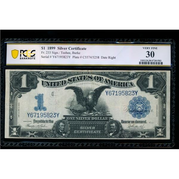 1899 $1 Black Eagle Silver Certificate PCGS 30