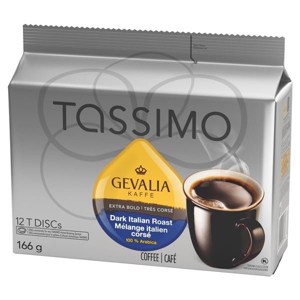 NEW 166G TASSIMO GEVALIA DARK ITALIAN ROAST