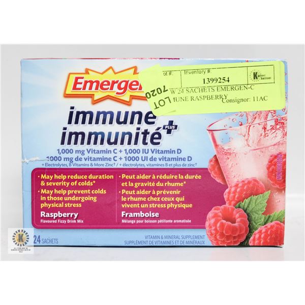 NEW 24 SACHETS EMERGEN-C IMMUNE RASPBERRY