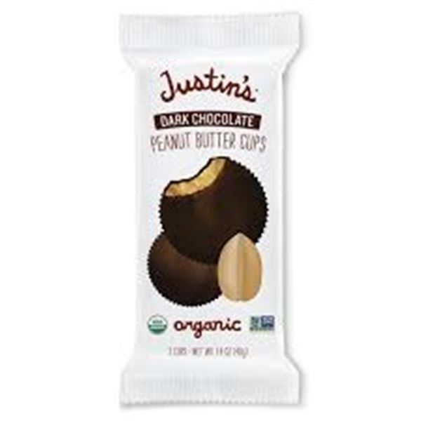 NEW 24 X 40G JUSTINS 2 DARK CHOCOLATE PEANUT CUPS