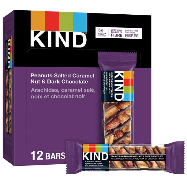 NEW 12 X 40G KIND PEANUTS SALTED CARAMEL NUT & CHO