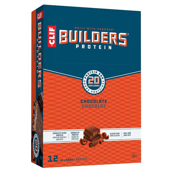 NEW 12 X 68G CLIF BUILDERS PROTEIN CHOCOLATE