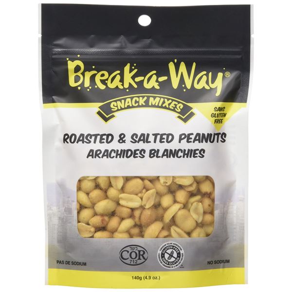 NEW 2 X 140G BREAK-A-WAY ROASTED & SALTED PEANUTS