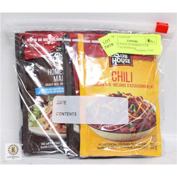 NEW 10 PACK OF MIXED CLUB HOUSE SEASONINGS