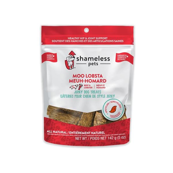 NEW 2 X 142G SHAMELESS PETS MOO LOBSTA JERKY TREAT