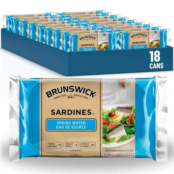 NEW 18 X 106G BRUNSWICK SARDINES SPRING WATER