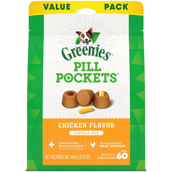 NEW 448G GREENIES PILL POCKETS CHICKEN FLAVOR