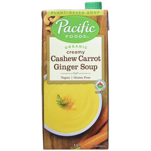 NEW 2 X1L PACIFIC CREAMY CASHEW CARROT GINGER SOUP