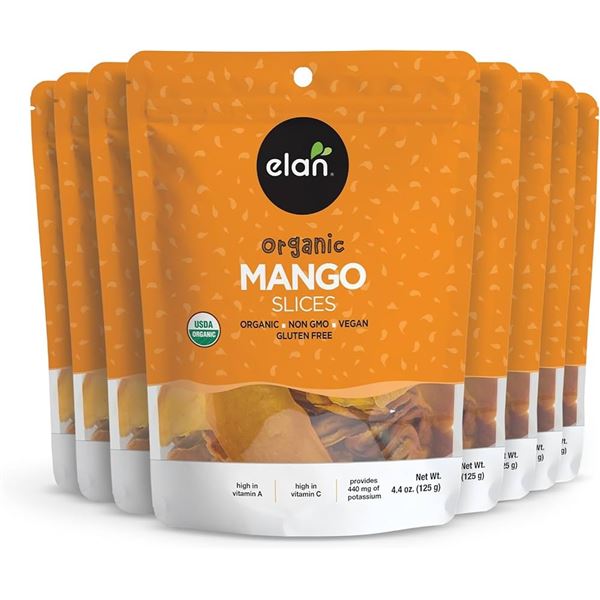 NEW 8 X 125G ELAN ORGANIC MANGO SLICES