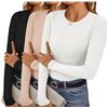 NEW EKOUAER WOMENS 3 PACK NECK TOPS LONG SLEEVE XS