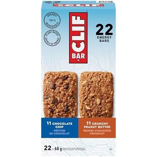 NEW 22 X 68G CLIF BAR CHOC CHIP & PEANUT BUTTER