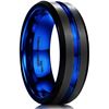 Image 1 : NEW KING WILL DUO MENS 7MM BLACK TUNGSTEN RING BLU