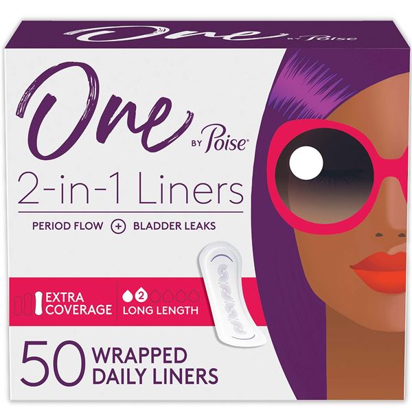 NEW 50 DAILY LINERS ONE POISE 2-IN-1 LINERS