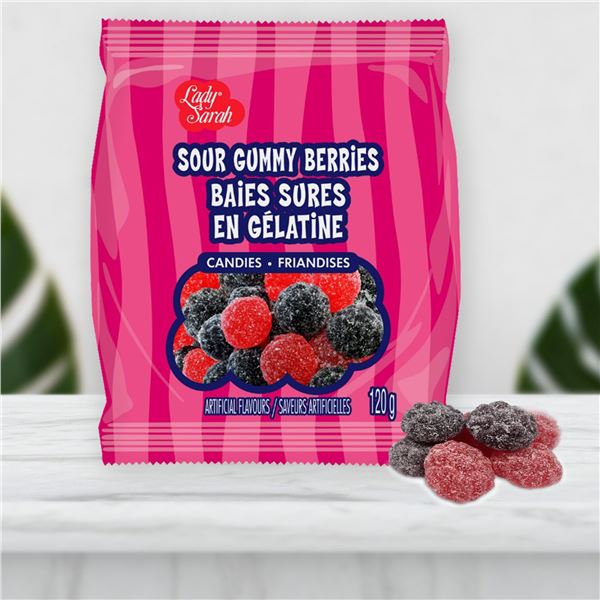 NEW 5 X 120G LADY SARAH SOUR GUMMY BERRIES