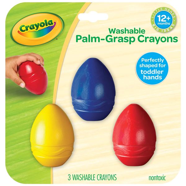 NEW 3 CRAYOLA WASHABLE PALM GRASP CRAYONS