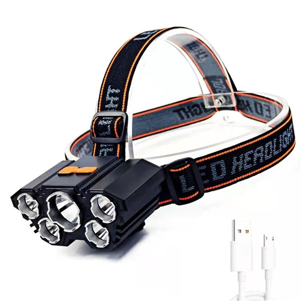 RECHARGEABLE 5 LED HEADLAMP: 4 MODES, WATERPROOF