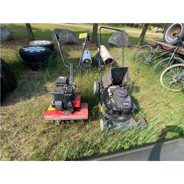 GP Craftsman Mower 21 in. c/w bagger & MTD Yard Rototiller 3.5 h.p.