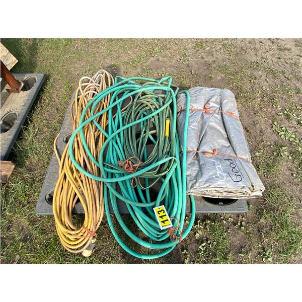 PC 1 Gray Tarp, water hose & electrical cord