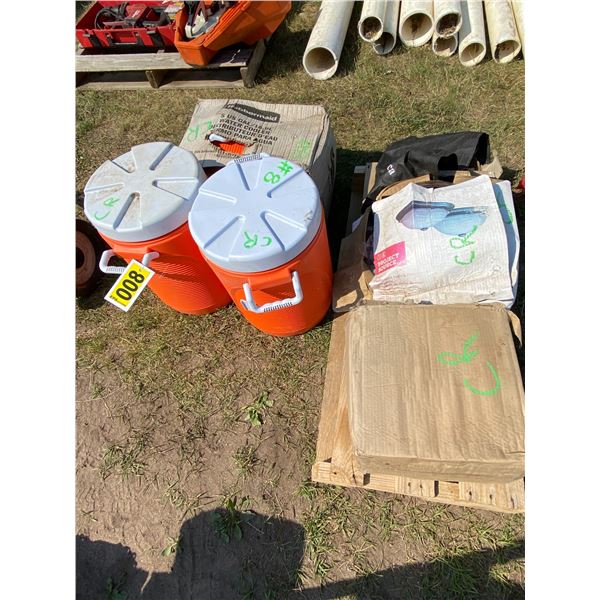 C-7 3- Orange Coolers, light shades, Bag of Hinges